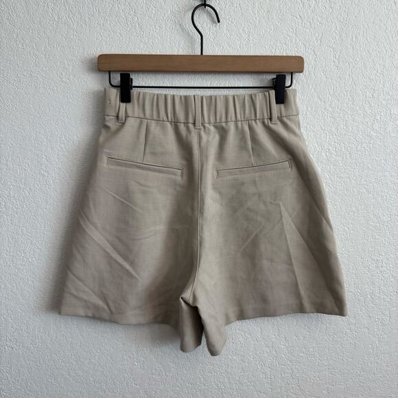 Abercrombie & Fitch Ultra High-Rise Pleated Tailored Shorts Taupe Tan Small - Picture 4 of 7